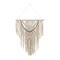 Cream Cotton Intricately Weaved Macrame Wall Decor with Beaded Fringe Tassels 25" x 1" x 44"